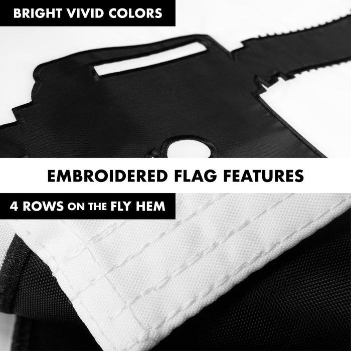 G128 Combo Pack: 6 Ft Tangle Free Aluminum Spinning Flagpole (Black) & Come and Take It Rifle White Flag 3x5 Ft, Double ToughWeave Series Double Sided Embroidered 210D Polyester | Pole with Flag