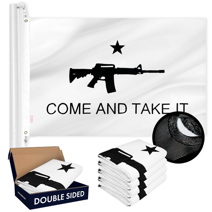 Come and Take It (Rifle) Flag 3x5 Ft 5-Pack Double-sided Embroidered Polyester By G128