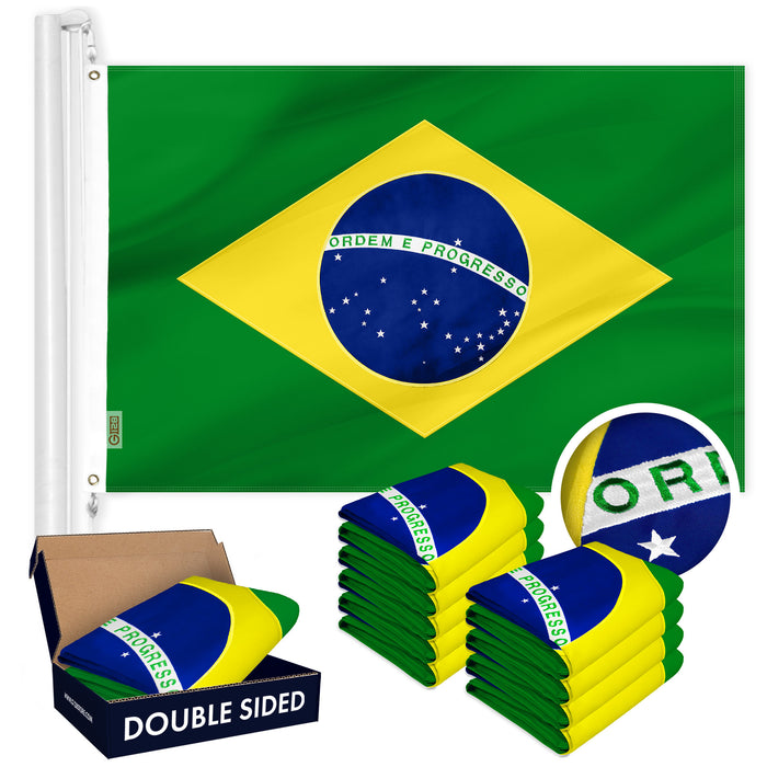 Brazil Brazilian Flag 3x5 Ft 10-Pack Double-sided Embroidered Polyester By G128
