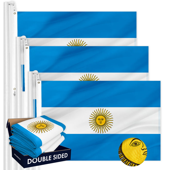 Argentina Argentianian Flag 3x5 Ft 3-Pack Double-sided Embroidered Polyester By G128