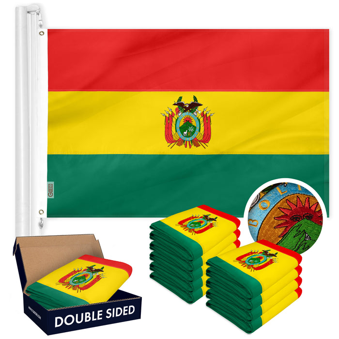 Bolivia Bolivian Flag 3x5 Ft 10-Pack Double-sided Embroidered Polyester By G128