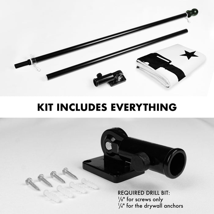 G128 Combo Pack: 6 Ft Tangle Free Aluminum Spinning Flagpole (Black) & Come and Take It Rifle White Flag 3x5 Ft, Double ToughWeave Series Double Sided Embroidered 210D Polyester | Pole with Flag