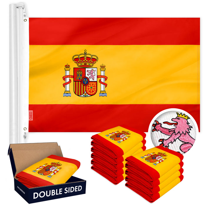 Spain Spanish Flag 3x5 Ft 10-Pack Double-sided Embroidered Polyester By G128