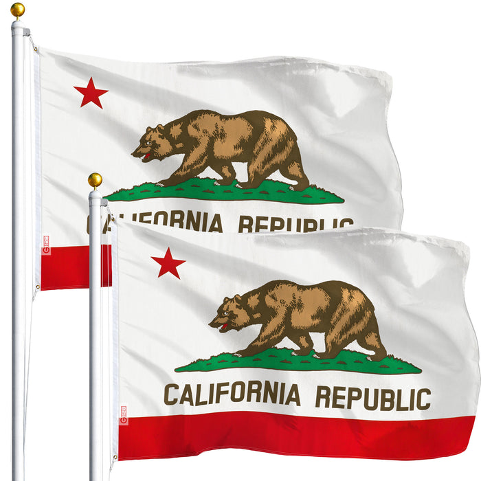 California CA State Flag 3x5 Ft 2-Pack Printed Polyester By G128