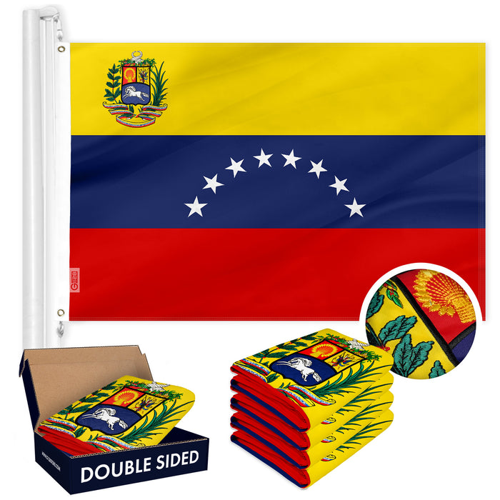 Venezuela Venezuelan Flag 3x5 Ft 5-Pack Double-sided Embroidered Polyester By G128