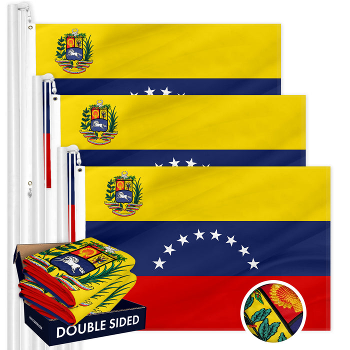 Venezuela Venezuelan Flag 3x5 Ft 3-Pack Double-sided Embroidered Polyester By G128