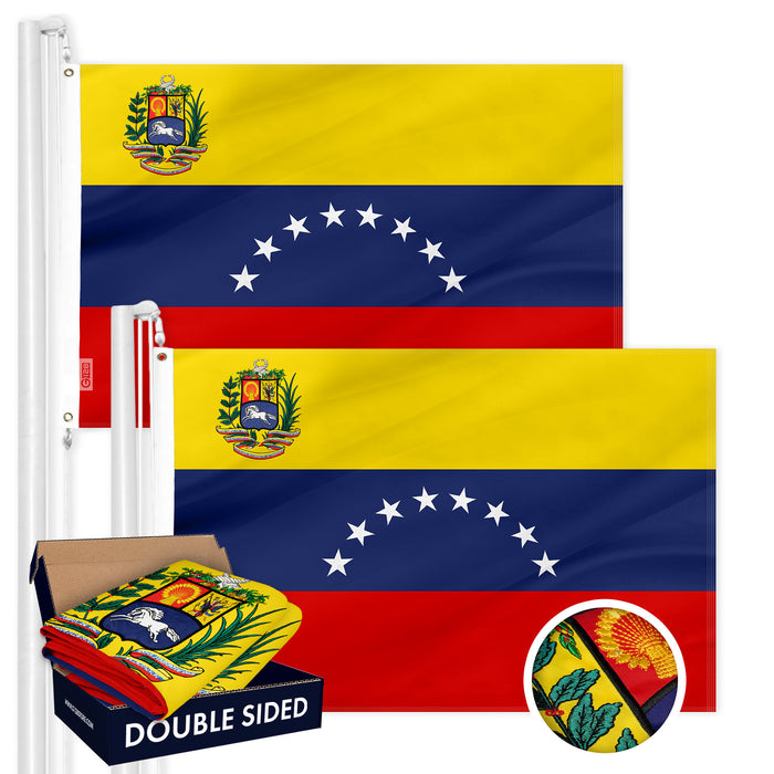 Venezuela Venezuelan Flag 3x5 Ft 2-Pack Double-sided Embroidered Polyester By G128