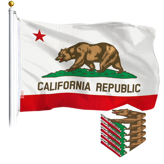 California CA State Flag 3x5 Ft 5-Pack Printed Polyester By G128