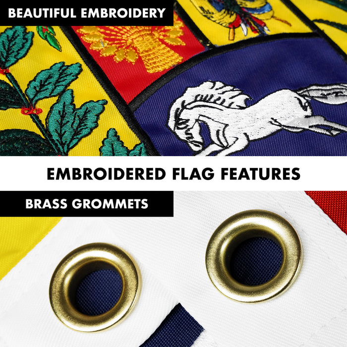 G128 Combo Pack: 6 Ft Tangle Free Aluminum Spinning Flagpole (Black) & Venezuela Venezuelan Flag 3x5 Ft, Double ToughWeave Series Double Sided Embroidered 210D Polyester | Pole with Flag Included