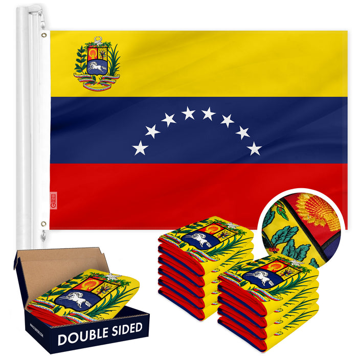 Venezuela Venezuelan Flag 3x5 Ft 10-Pack Double-sided Embroidered Polyester By G128