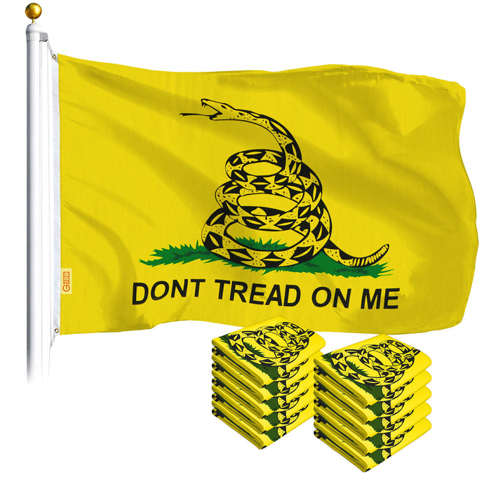 Gadsden Don't Tread on Me Flag 3x5 Ft 10-Pack Printed Polyester By G128