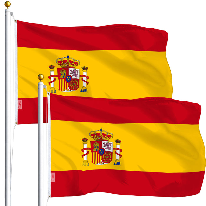 Spain Spanish Flag 3x5 Ft 2-Pack Printed Polyester By G128