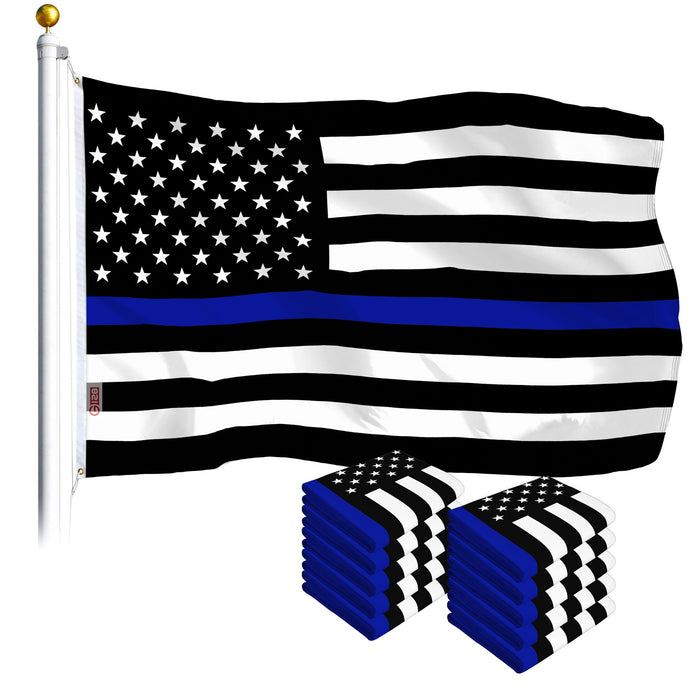Thin Blue Line Flag 3x5 Ft 10-Pack Printed Polyester By G128