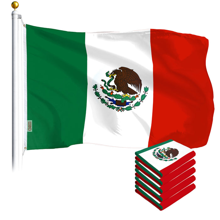 Mexico Mexican Flag 3x5 Ft 5-Pack Printed Polyester By G128