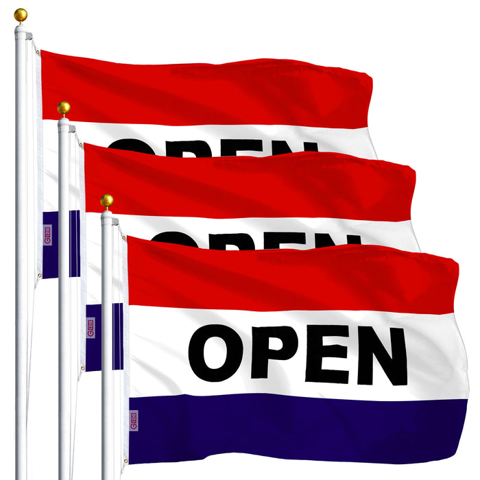 Open Flag 3x5 Ft 3-Pack Printed Polyester By G128