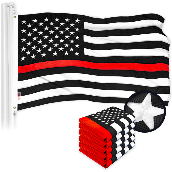 Thin Red Line State Flag 3x5 Ft 5-Pack Embroidered Polyester By G128