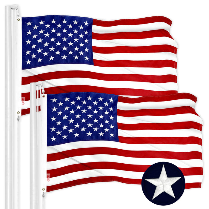 USA American Flag 2.5x4FT 2-Pack Embroidered Polyester By G128