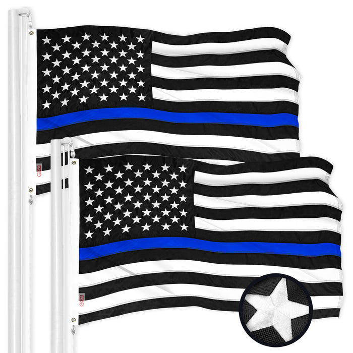 Thin Blue Line State Flag 3x5 Ft 2-Pack Embroidered Polyester By G128