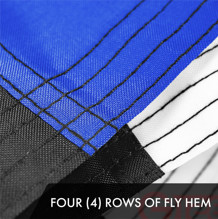 G128 10 Pack: Thin Blue Line Flag | 1x1.5 Ft | ToughWeave Series Embroidered 300D Polyester | Duty and Honor Flag, Embroidered Design, Indoor/Outdoor, Brass Grommets