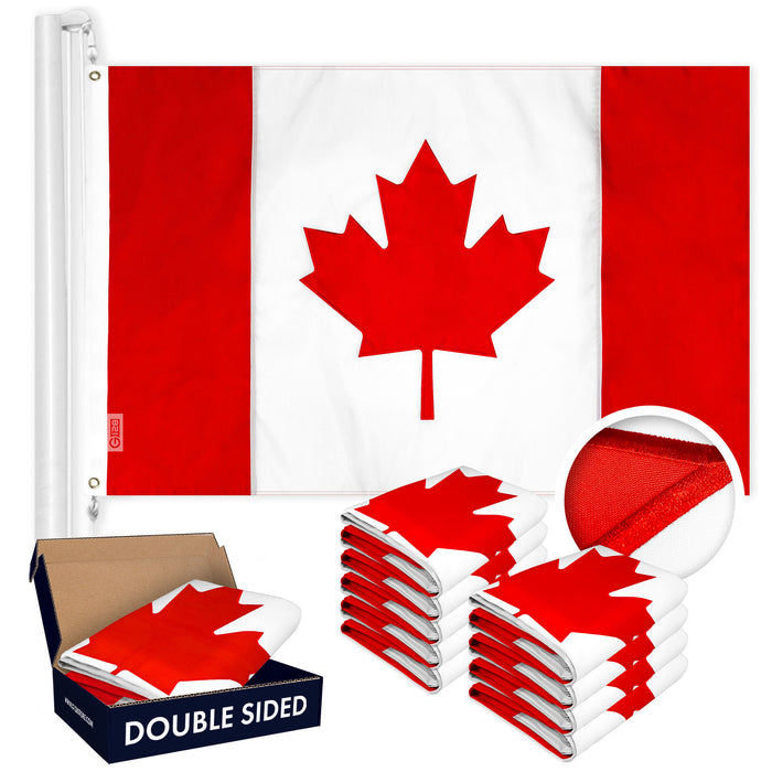 G128 10 Pack: Canada Canadian Flag | 2.5x4 Ft | Double ToughWeave Series Double Sided Embroidered 210D Polyester | Country Flag, Embroidered Design, Indoor/Outdoor, Brass Grommets, Heavy Duty, 3-ply