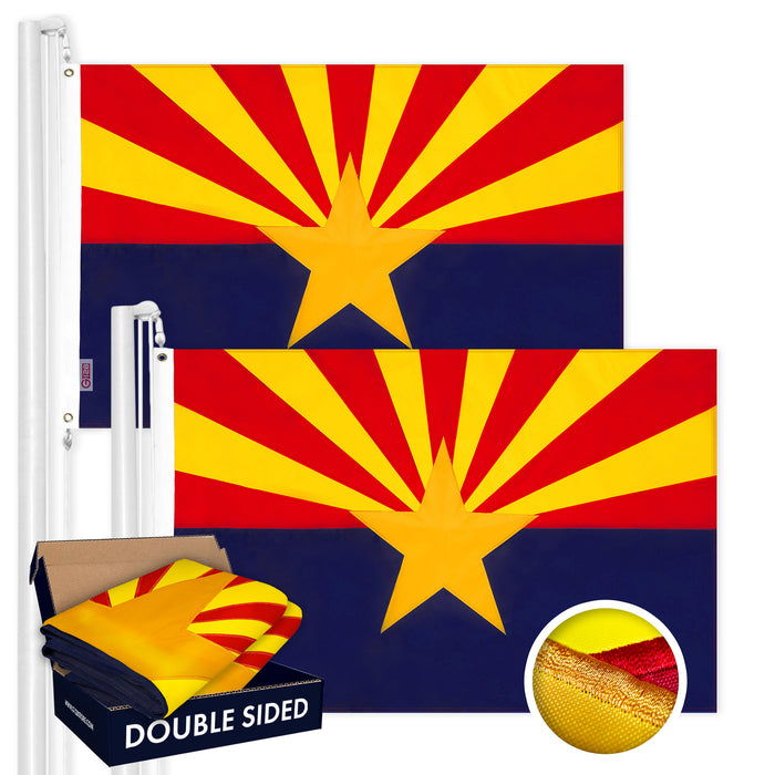 Arizona AZ State Flag 3x5 Ft 2-Pack Double-sided Embroidered Polyester By G128