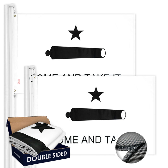 G128 2-Pack: Come and Take It Flag 2x3 FT Double Sided Embroidered 210D Heavy Duty Polyester - Indoor/Outdoor, Vibrant Colors, Brass Grommets, 3-ply