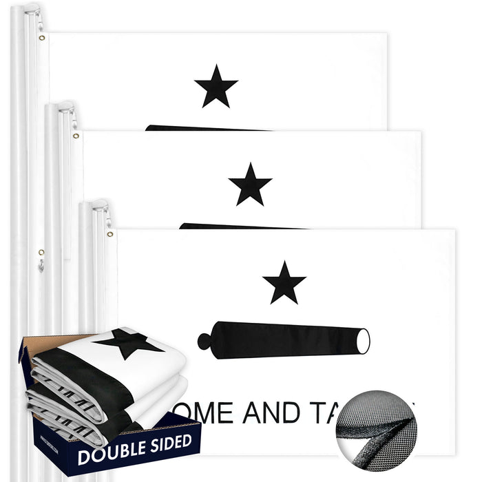G128 3-Pack: Come and Take It Flag 4x6 FT Double Sided Embroidered 210D Heavy Duty Polyester - Indoor/Outdoor, Vibrant Colors, Brass Grommets, 3-ply