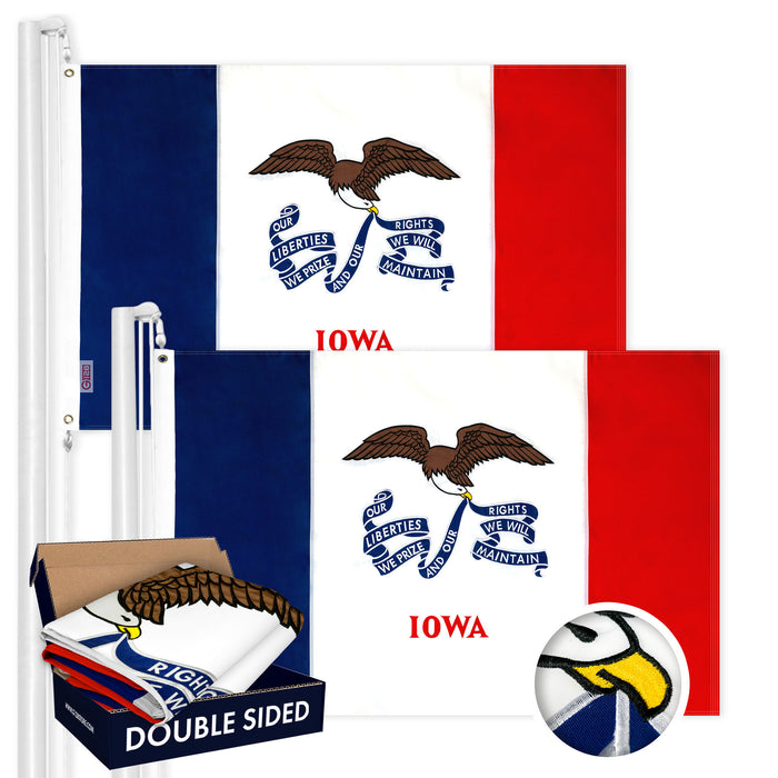 Iowa IA State Flag 3x5 Ft 2-Pack Double-sided Embroidered Polyester By G128