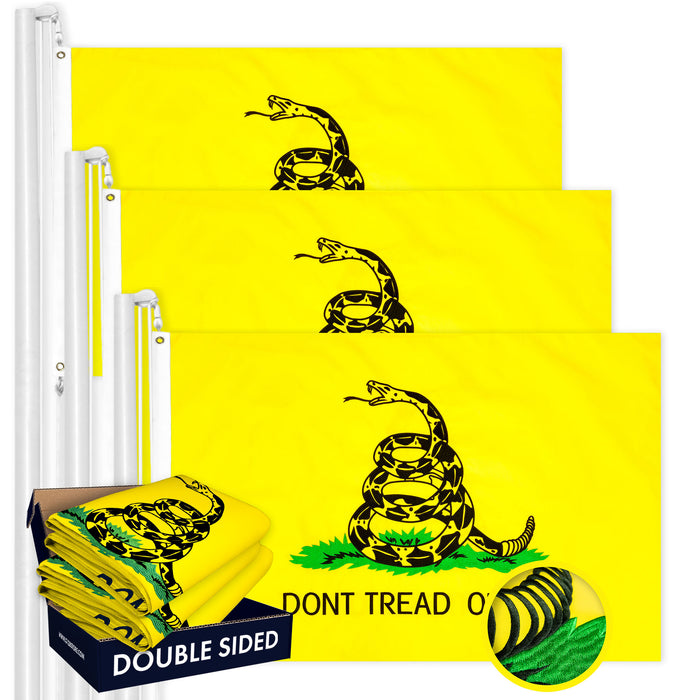 2x3 Gadsden 'Don't Tread On Me' Flag - 210D Nylon, Double Sided, 2-Ply With Clips