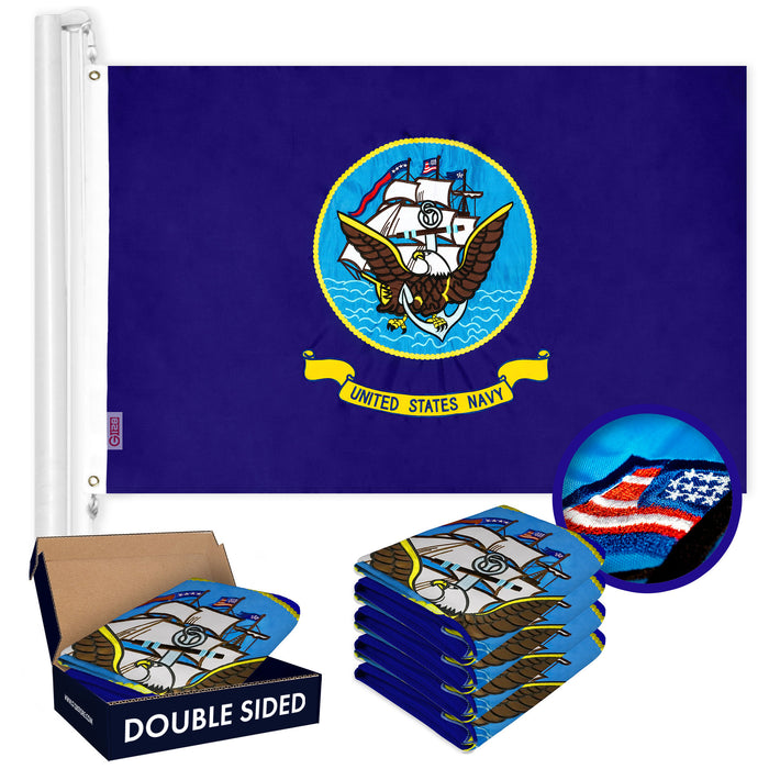 US Navy BOAT Flag 3x5 Ft 5-Pack Double-sided Embroidered Polyester By G128