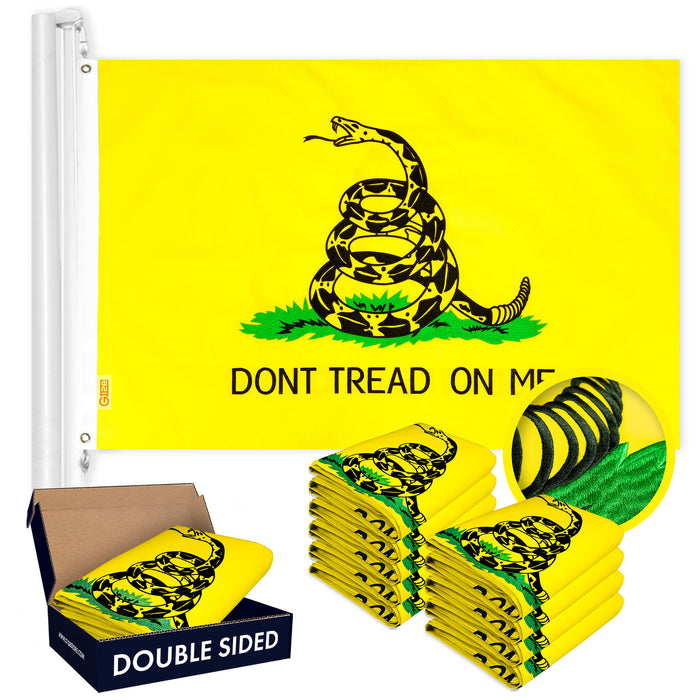 Gadsden Don't Tread on Me Flag 3x5 Ft 10-Pack Double-sided Embroidered Polyester By G128