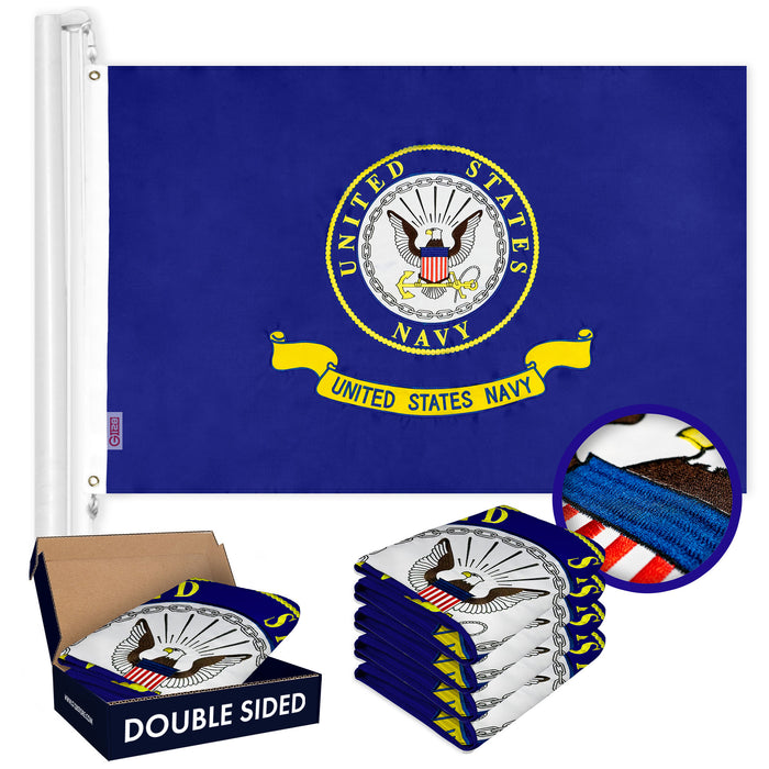 US Navy SEAL Flag 2x3FT 5-Pack Double-sided Embroidered Polyester By G128
