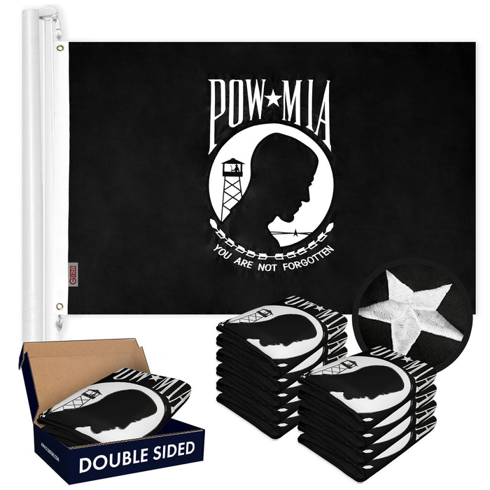 POW MIA Flag 2x3FT 10-Pack Double-sided Embroidered Polyester By G128