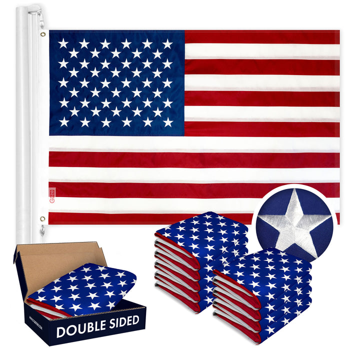 USA American Flag 3x5 Ft 10-Pack Double-sided Embroidered Polyester By G128