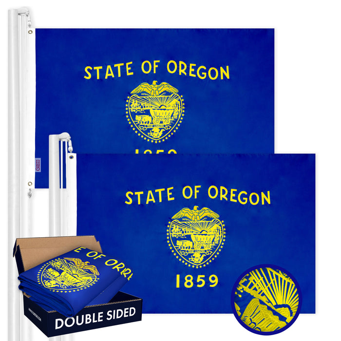 Oregon OR State Flag 3x5 Ft 2-Pack Double-sided Embroidered Polyester By G128