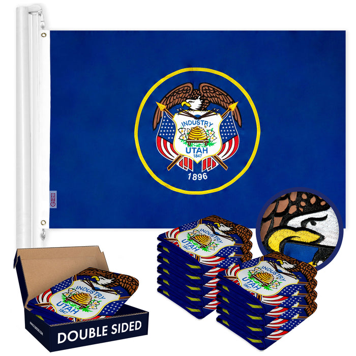 Utah UT State Flag 3x5 Ft 10-Pack Double-sided Embroidered Polyester By G128