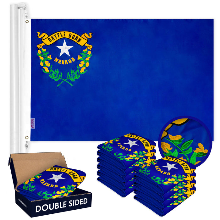 Nevada NV State Flag 3x5 Ft 10-Pack Double-sided Embroidered Polyester By G128