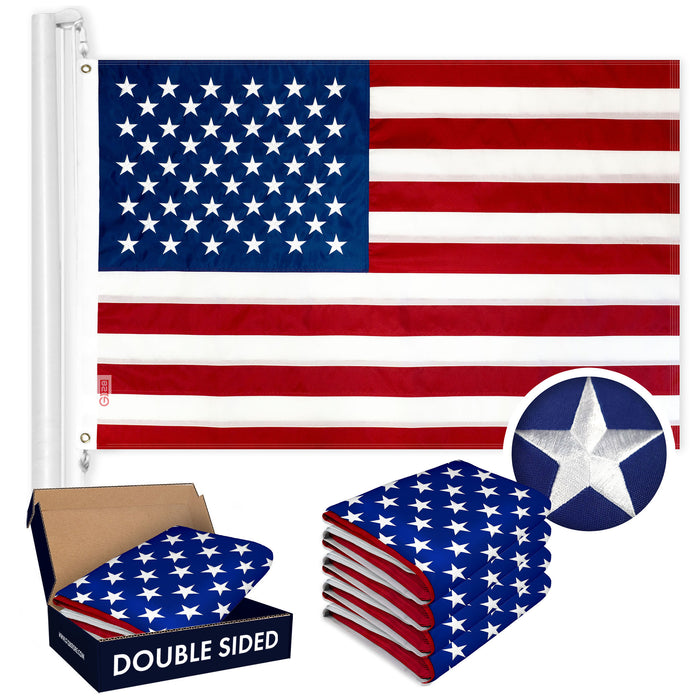 USA American Flag 3x5 Ft 5-Pack Double-sided Embroidered Polyester By G128