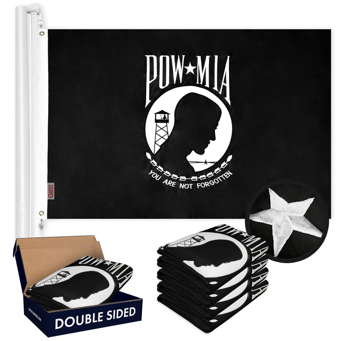 POW MIA | Flag 3x5 Ft, 5-Pack, Double-sided, Embroidered Polyester By G128
