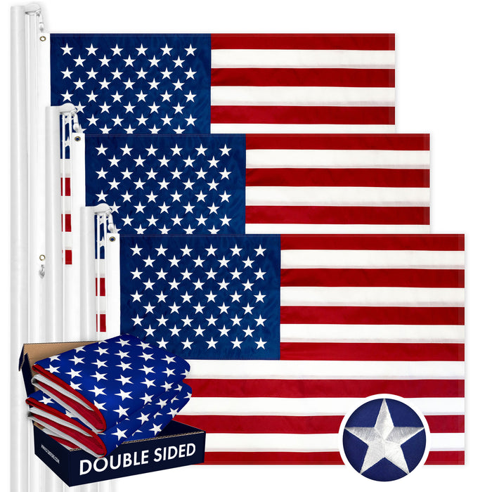 USA American Flag 3x5 Ft 3-Pack Double-sided Embroidered Polyester By G128