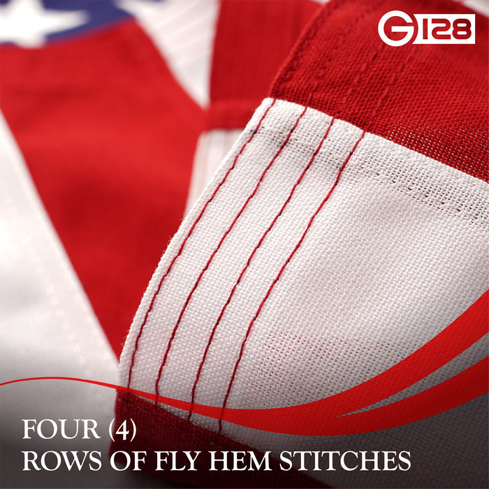 G128 Combo Pack: American USA Flag 2.5x4 Ft & Alaska Flag 2.5x4 Ft, Both Embroidered SPUN Polyester, Indoor/Outdoor, Brass Grommets