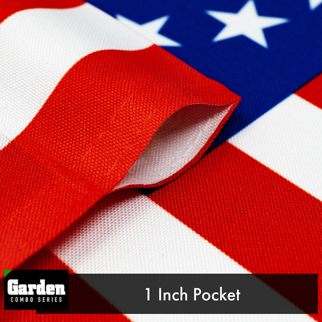 G128 Combo Pack: Garden Flag Stand Black 36x16 Inch & Garden Flag Betsy Ross Flag 12x18 Inch