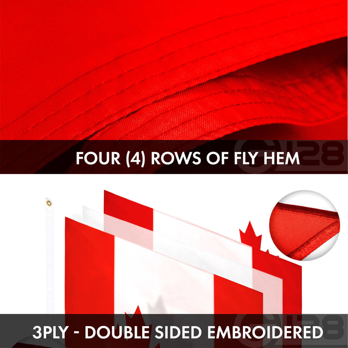 G128 Combo Pack: American USA Flag ToughWeave Series 6x10 Ft Single Sided & Canada Canadian Flag Double Sided 6x10 Ft Double ToughWeave Series | Both Embroidered Polyester, Brass Grommets