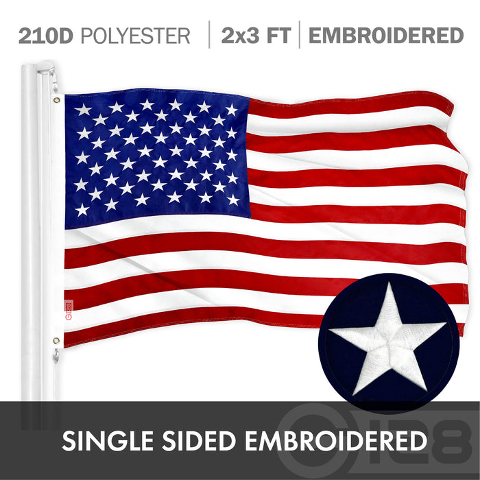 G128 Combo Pack: USA American Flag & Canada Canadian Flag 2x3 FT Double Sided Embroidered Indoor/Outdoor, Vibrant Colors, Brass Grommets, Quality Polyester