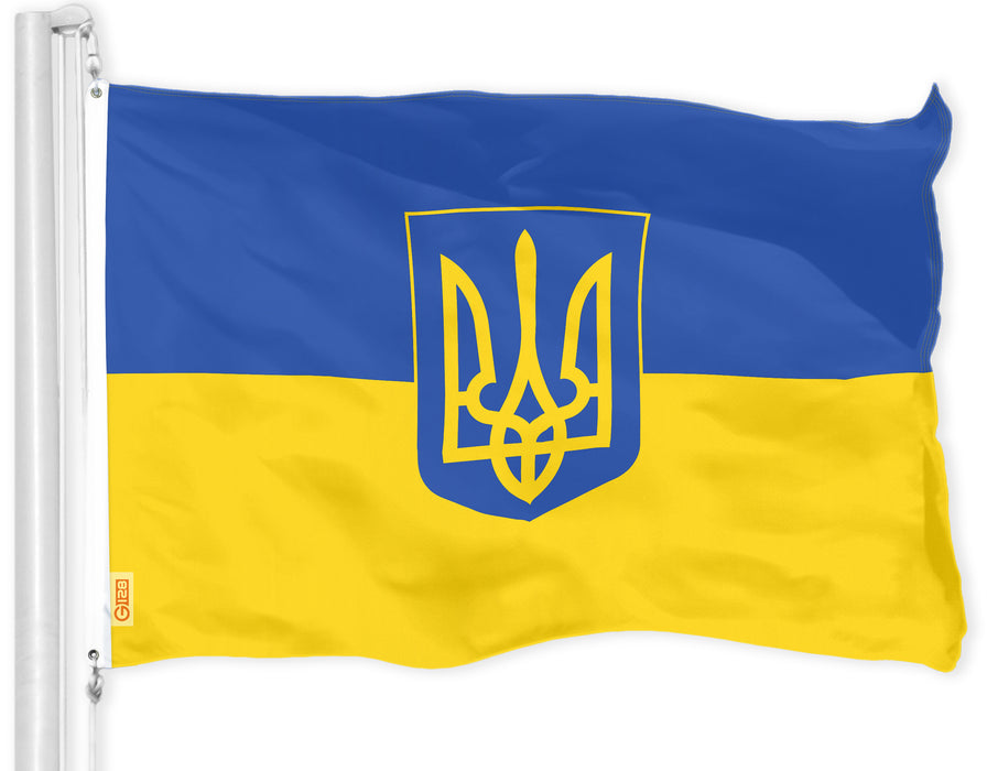 G128 Ukraine Ukrainian Coat of Arms Flag 3x5 Ft 150D Printed Polyester