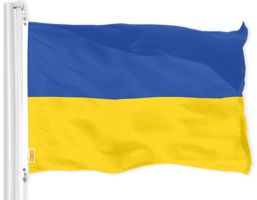 G128 Combo Pack: American USA Flag 2x3 Ft & Ukraine Ukrainian Flag  2x3 Ft | Both LiteWeave Pro Series Printed 150D Polyester, Brass Grommets