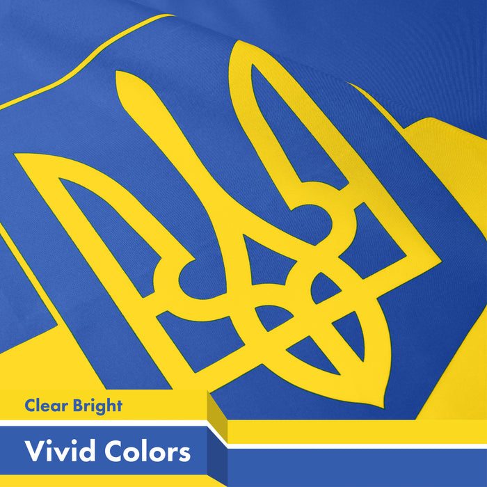 G128 10 Pack: Ukraine Ukrainian Coat of Arms Flag | 2x3 Ft | LiteWeave Pro Series Printed 150D Polyester | Country Flag, Indoor/Outdoor, Vibrant Colors, Brass Grommets