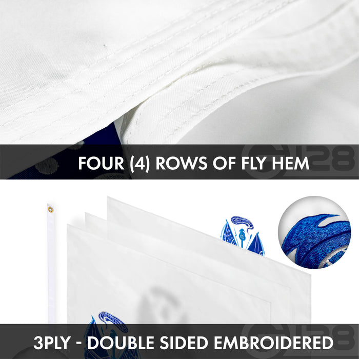 G128 Combo Pack: American USA Flag ToughWeave Series 3x5 Ft Single Sided & US Coast Guard Flag Double Sided 3x5 Ft Double ToughWeave Series | Both Embroidered Polyester, Brass Grommets