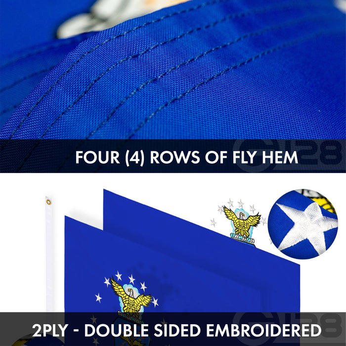 G128 Combo Pack: American USA Flag ToughWeave Series 2x3 Ft Single Sided & US Air Force Flag Double Sided 2x3 Ft Double ToughWeave Series | Both Embroidered Polyester, Brass Grommets
