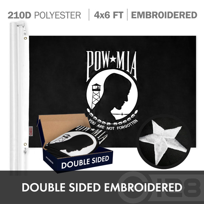 G128 Combo Pack: American USA Flag ToughWeave Series 4x6 Ft Single Sided & POW MIA Flag Double Sided 4x6 Ft Double ToughWeave Series | Both Embroidered Polyester, Brass Grommets